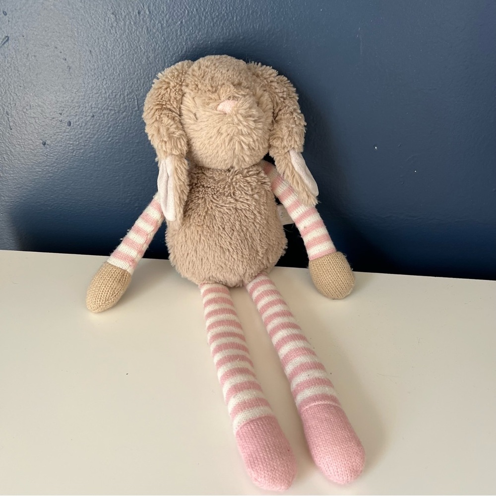 Manhattan Toy Company Twiggies Jilly Plush Bunny with Pink Striped Legs